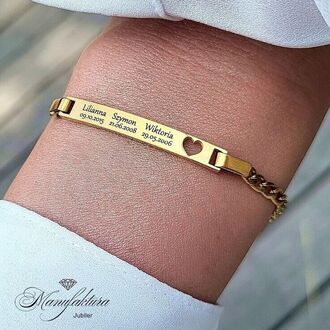LB036a Bransoletka personalizowana SERCE z grawerem złota dla Kobiety PREZENT