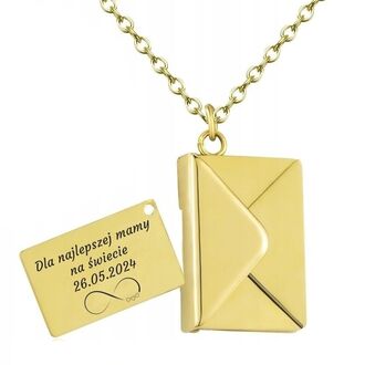 LN045b Naszyjnik KOPERTA Z DEDYKACJĄ prezent dla MAMY córki